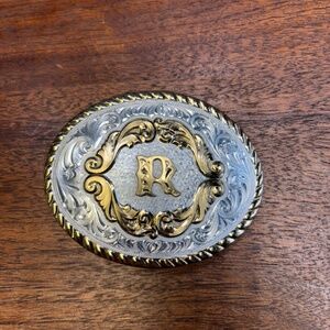 MONTANA SILVERSMITHS Initial "R" Western Belt Buckle.  Womens/Youth Size.
